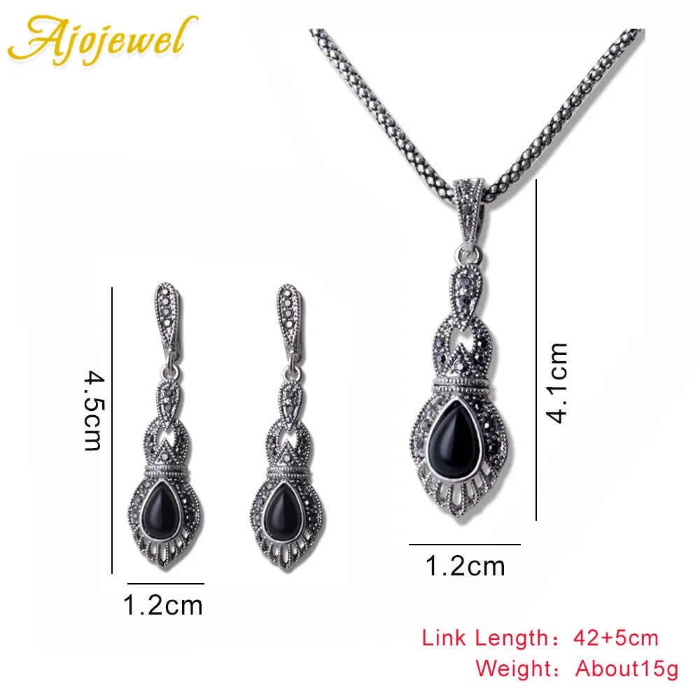 Ajojewel капли воды черный/оранжевая Смола винтажные длинные серьги ожерелье