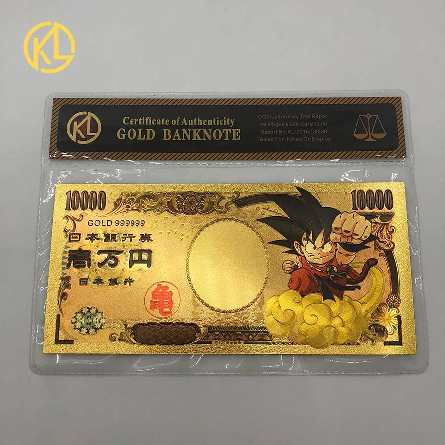 dragon ball-COA 1 шт., крашеная 999,9 Золотая фольга, банкноты для денег, Польша, 10, 20, 50, 100, 200, 500 злотых, для деловых подарков и украшения дома - Цвет: dragon ball-COA
