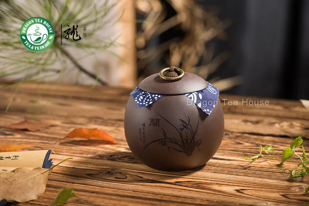 Коричневая ручная работа Исин зиша глина Орхидея чай Caddy кофейная канистра 500 мл 16