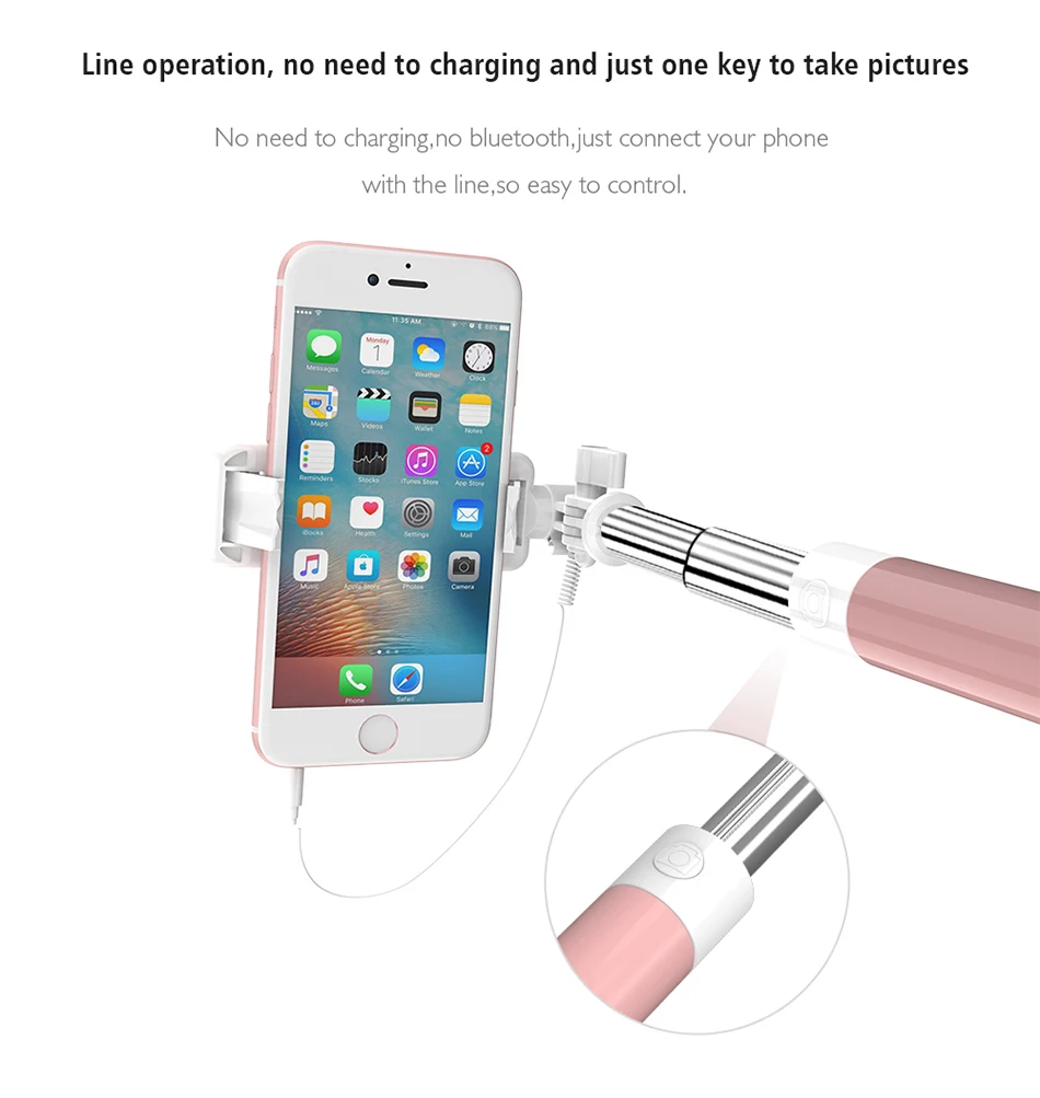 FLOVEME проводной палка для селфи для iPhone 7 8X6 S Plus для samsung S9 j5 J6 для huawei Y6 телефон складной штатив зеркало, селфи-палка