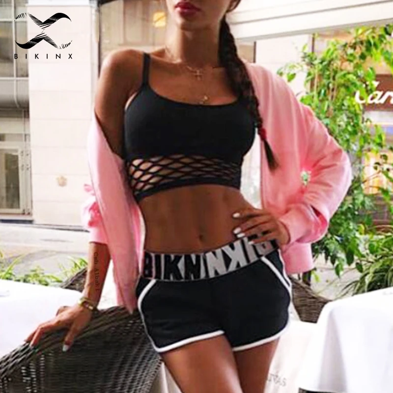 Bikinx черный спортивный купальник для женщин бандо сетка женский пуш ап