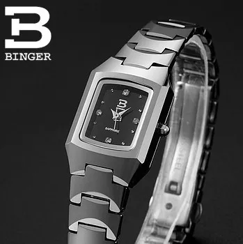 2017 новых Binger бренд стали вольфрама Коммерческий часы дамы ультра тонкий винтаж