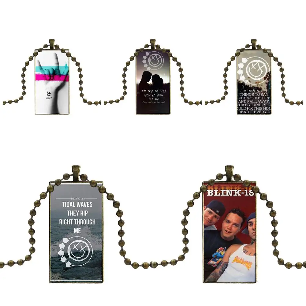 Tom Delonge Rock Band Blink 182 Skin For Girls Gifts Glass Cabochon Pendant Necklace Rectangle Fashion |