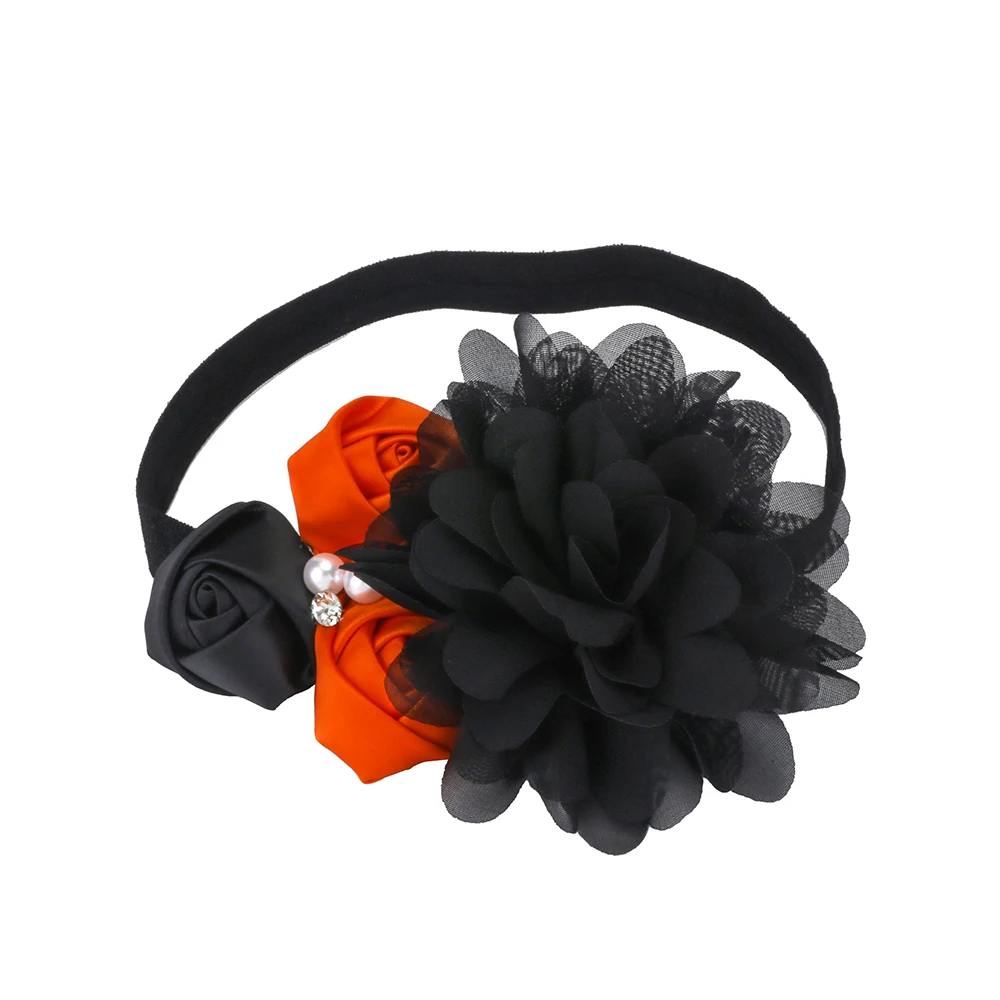Girl Halloween Headbands Holiday Party Hair Band Pack of 3 Black and Orange Shabby Chiffon Hairbands Children Bows Accessories | Аксессуары