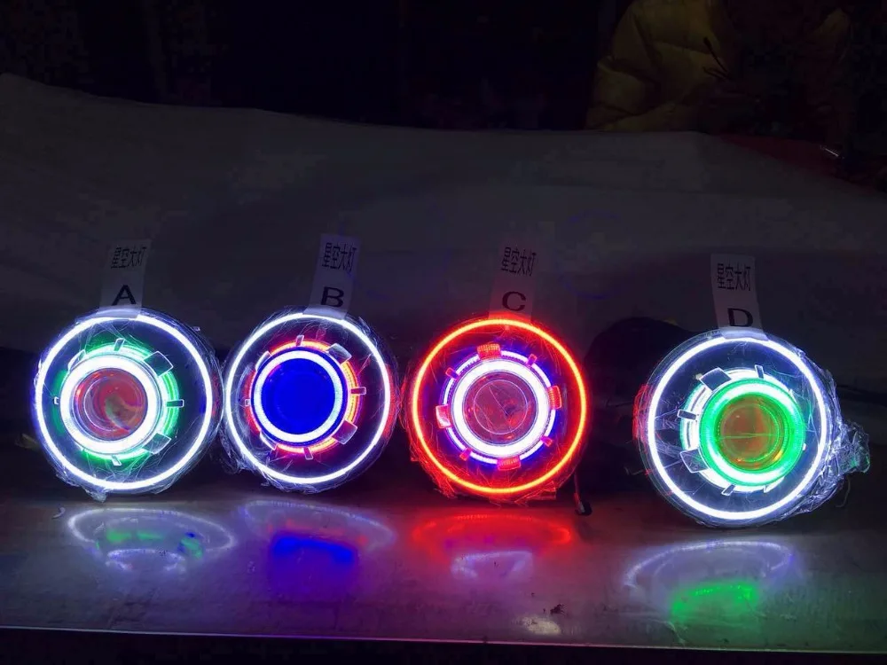 Одна пара 7 дюймов JK Led звездное фары для автомобиля с дьявол Демон глаз и