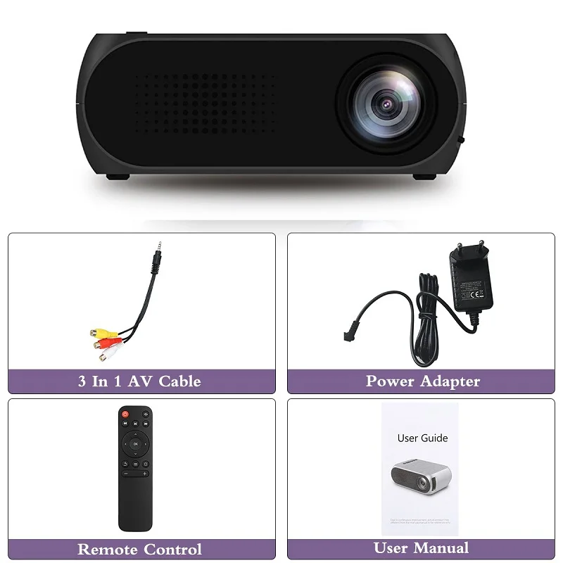 Black YG320 Exquizon YG320 PK YG300 светодиодный lcd Портативный проектор 3,5 мм 320x240 HDMI USB Mini YG320 обновленный YG300 проектор домашний медиаплеер - Цвет: Black YG320