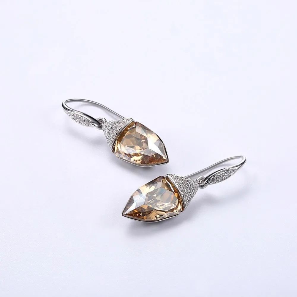 LEKANI Crystals From Swarovski Stud Earrings 925 Cute pop Water Fashion Women's Girls Fine jewelry Crystal gift | Украшения и