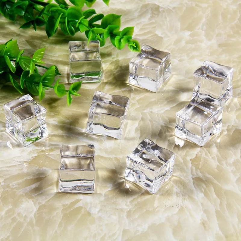 10pcs/kit Artificial Ice Acrylic Cubes Fake Crystal Background Adornment Shooting Photography Props for Fruit Drinks Beer Whisky