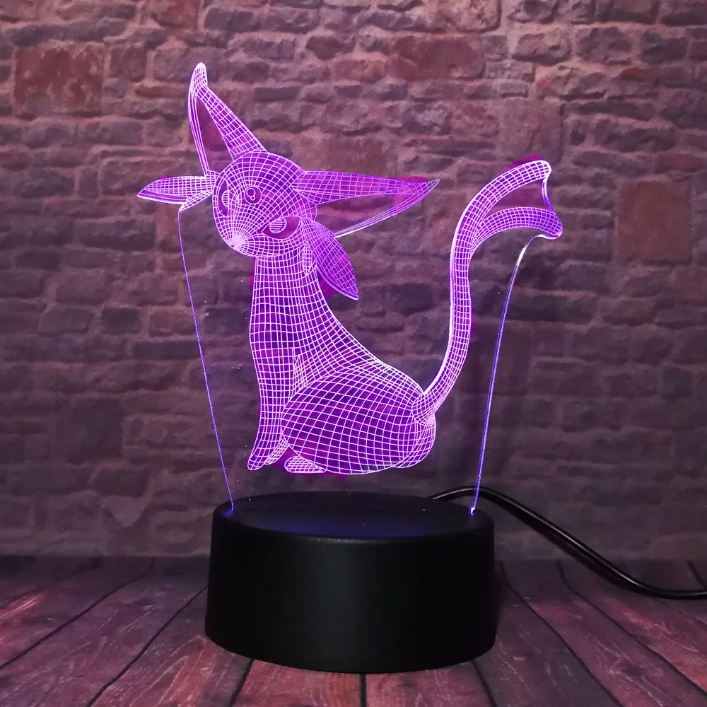 Новый аниме 3D Покемон го фигурку прекрасный Espeon 7 цветов ночник Хэллоуин дети