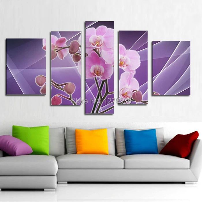 

5 Pcs/set 100% Hand-painted Flower Art Decoration Oil Painting On Canvas Wall Pictures For Living Room