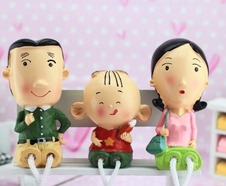 Куклы из смолы счастье семья Папа мама ребенок 3 шт. кукольный орнамент украшение