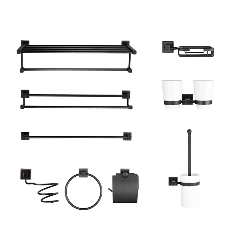 Современные полки для ванной комнаты черное настенное крепление Фен стойка