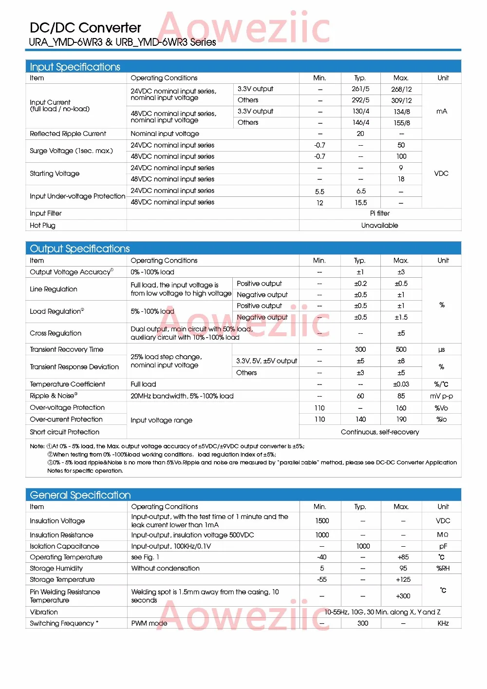 Aoweziic URB4812YMD-6WR3 URB4812YMD-6W URB4812 новый оригинальный DIP вход: 18-75 в Выход: 12 В 0.5A DC-DC 1.5кв