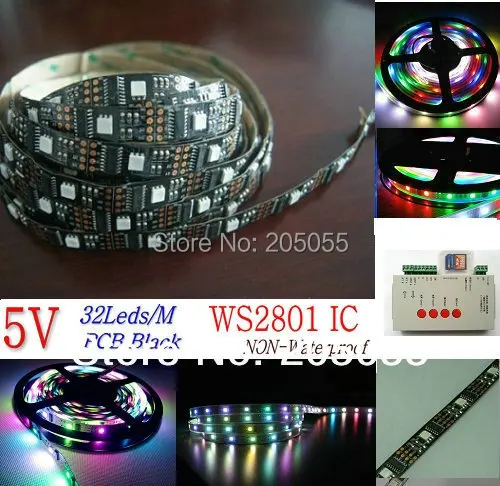 Светодиодная лента WS2801 IC magic Dream неводостойкая цифровая RGB с 32 светодиодами s/M