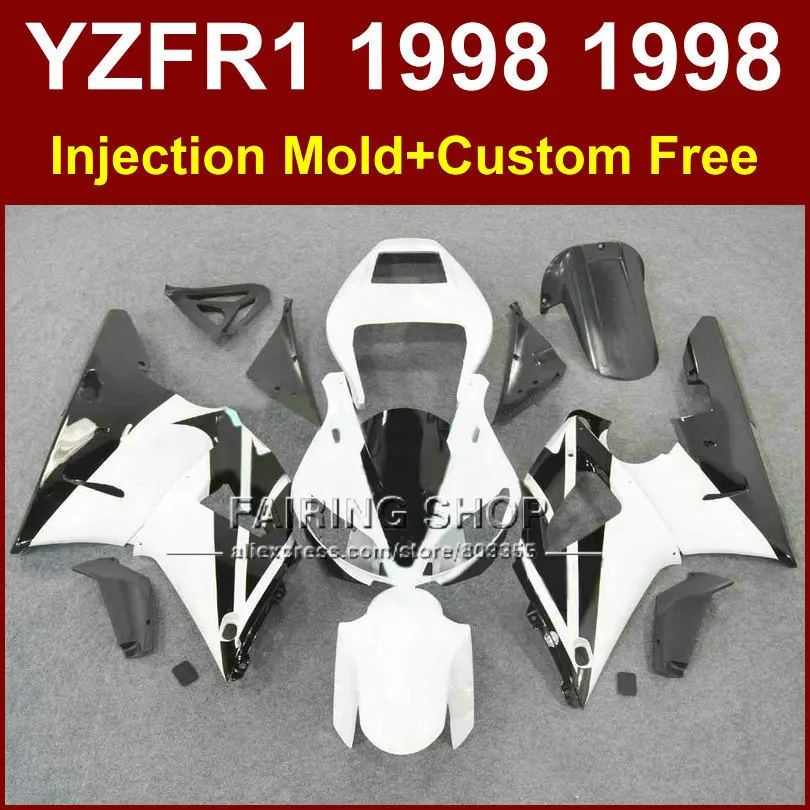 Комплект обтекателей для мотоцикла Personlize белый черный YAMAHA 1998 1999 YZFR1 YZF R1 YZF1000 98 99