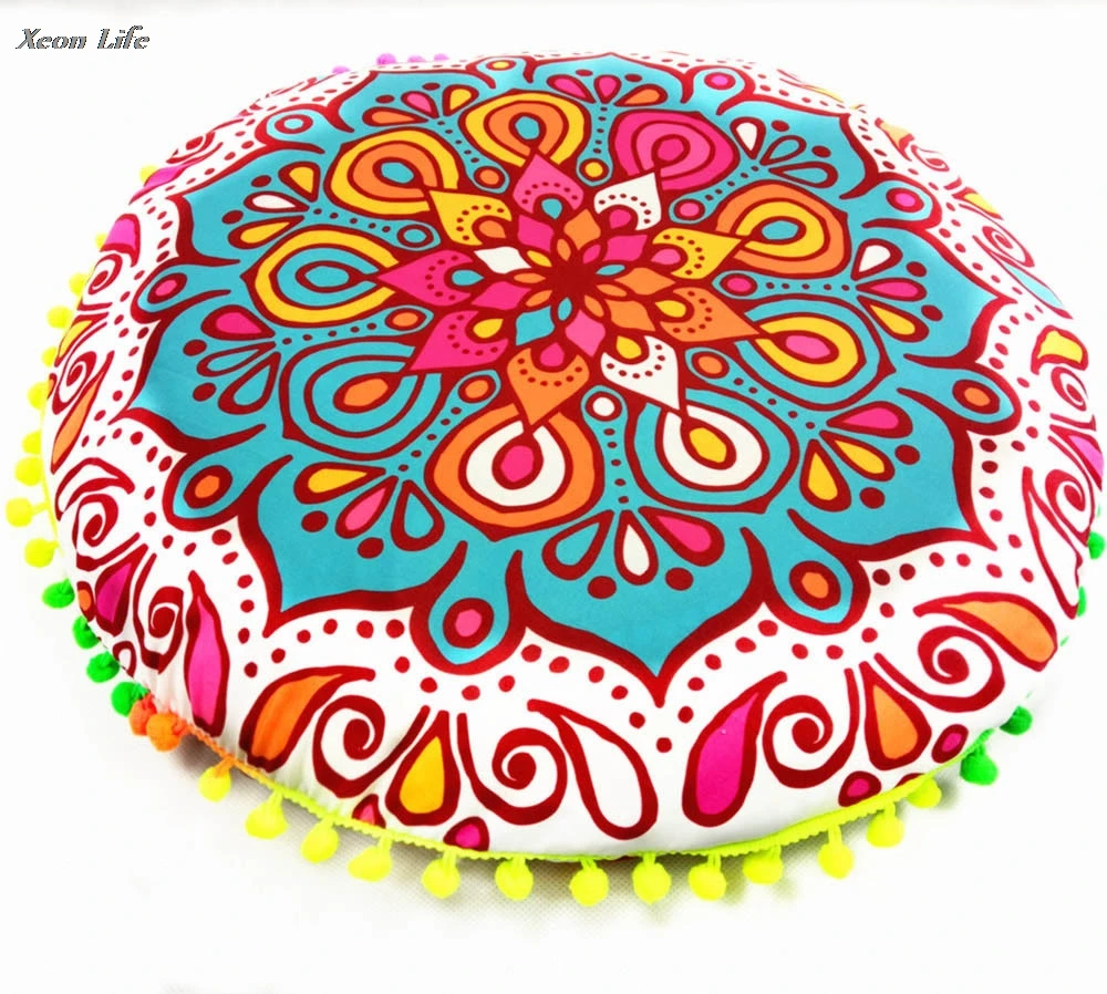 Горячая Распродажа новые модные напольные подушки с индийской мандалой круглые