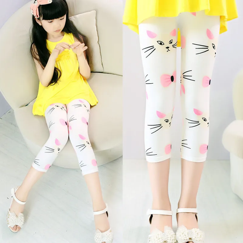 Розничная продажа штаны-капри до колена с принтом для девочек от 3 10 лет цветов