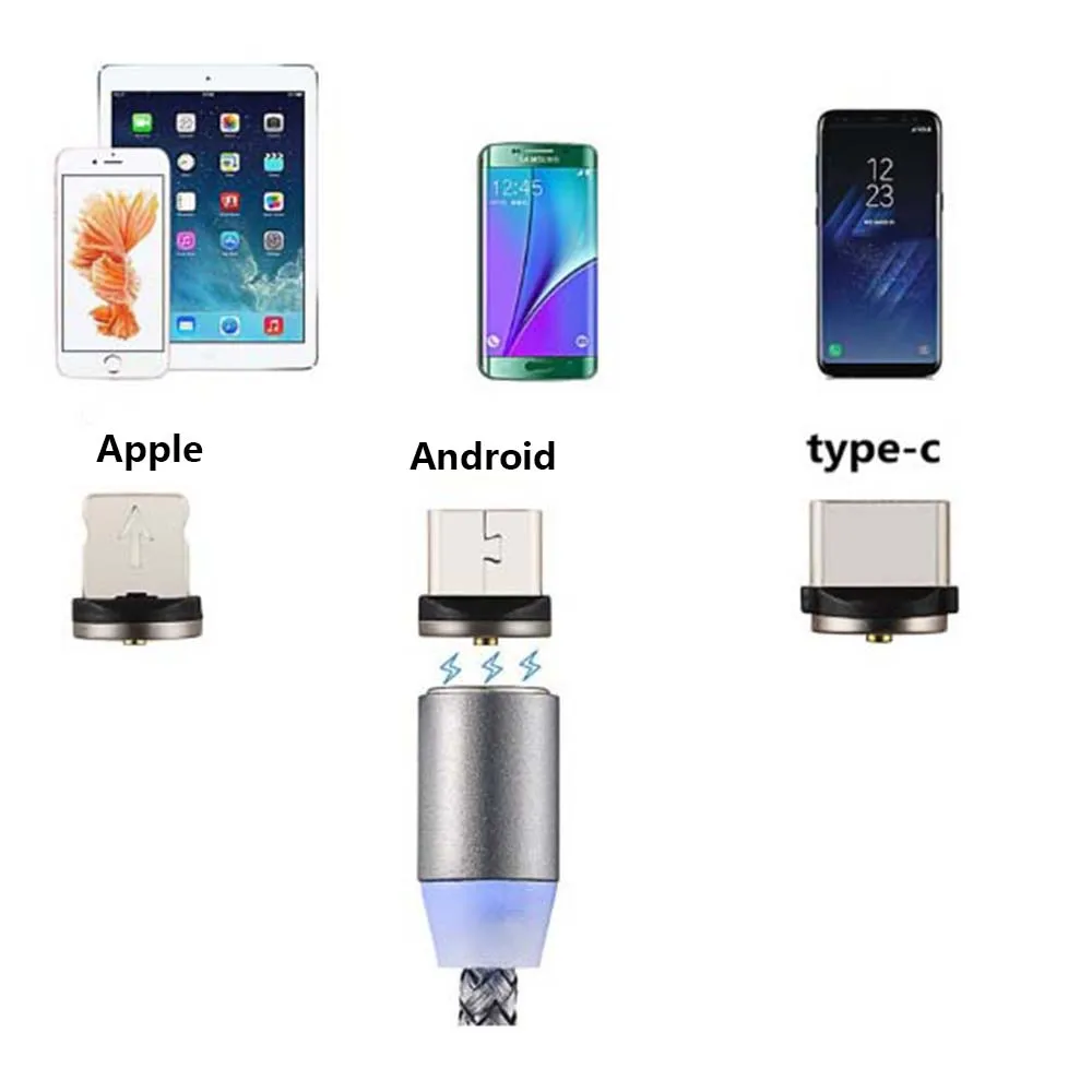 EHuuGie 2 м usb type c Магнитный кабель micro для зарядки hua-wei xiao-mi vivo samsung iphone 7/8/X/XR/XS |