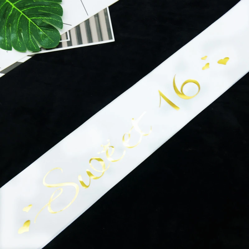 16 White 1 шт. милая 16 принцесса лента для дня рождения девочек 16th день рождения украшения принадлежности подарки с днем рождения украшения. Q - Цвет: 16 White