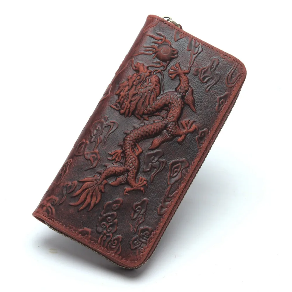 Красивый кошелек на молнии для мужчин мужские кошельки ручной работы с рисунком