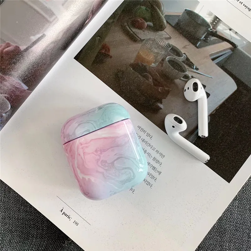 Мраморный чехол для Apple Airpods симпатичный пластиковый 1:1 роскошные аксессуары
