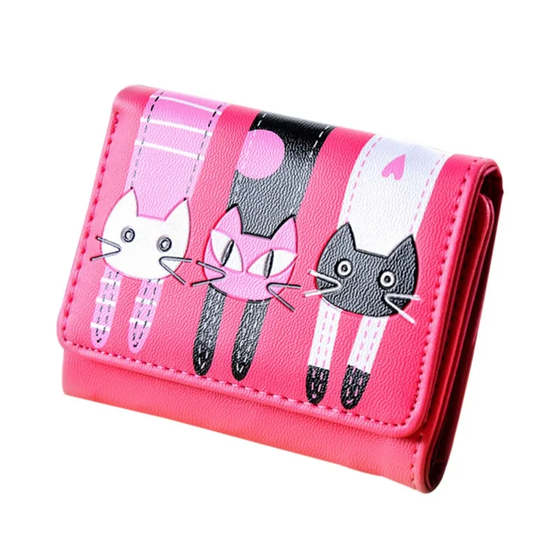 Кошелек с милым котом из мультфильма сумка кошелек для монет модный кожаный