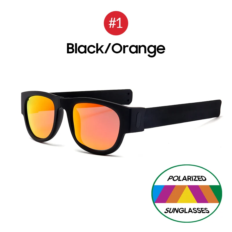 1 Black Orange VIVIBEE Новинка зеркальные мужские Поляризованные складные солнцезащитные очки Новое поступление спортивный складной браслет тренд - Цвет линз: 1 Black Orange
