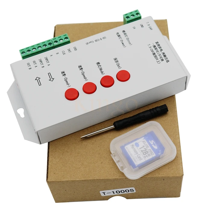 Хорошее качество T1000S sd-карта WS2801 WS2811 WS2812B LPD6803 LED 2048 пикселей контроллер DC5 ~ 24V T-1000S