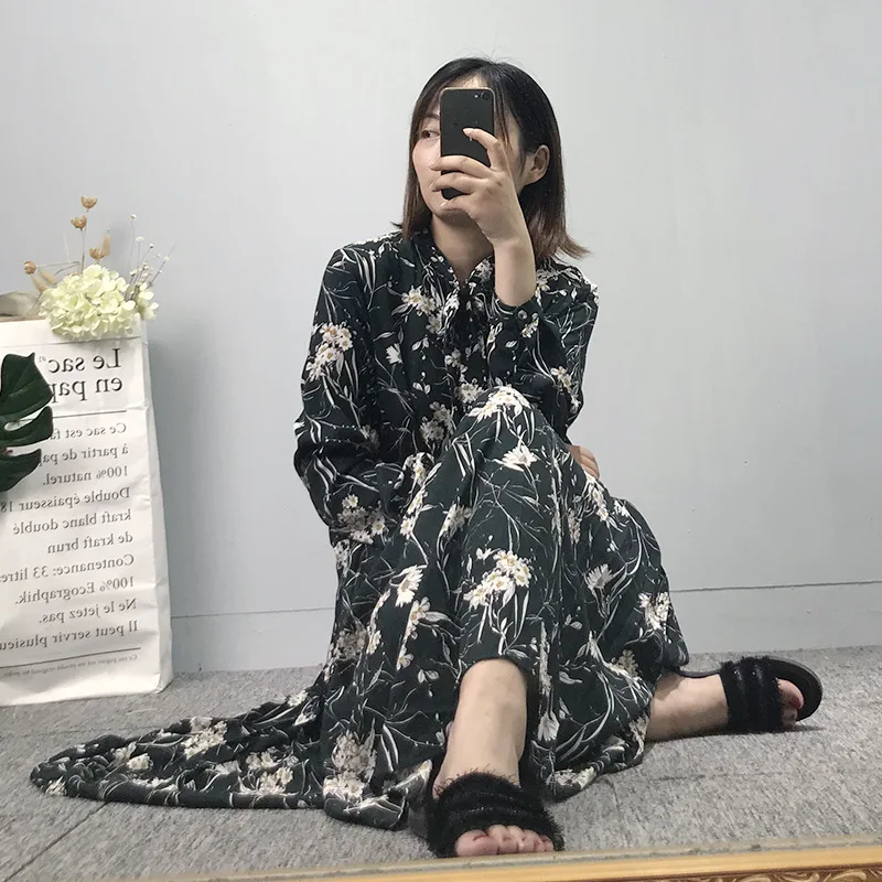 Cherry Chesse Harajuku женское платье с длинными рукавами и цветочным принтом империи Для