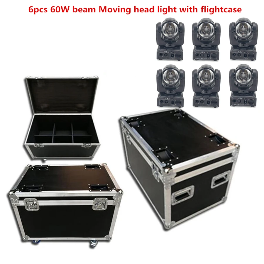 6 шт. 60 Вт луч Led движущаяся головка с flightcase LED точечный движущийся головной свет/DJ