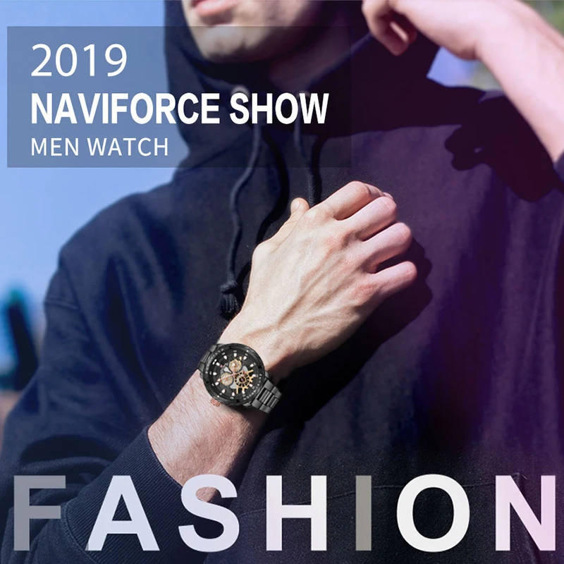 2019 NAVIFORCE мужские роскошные модные часы кварцевые Военные Спортивные