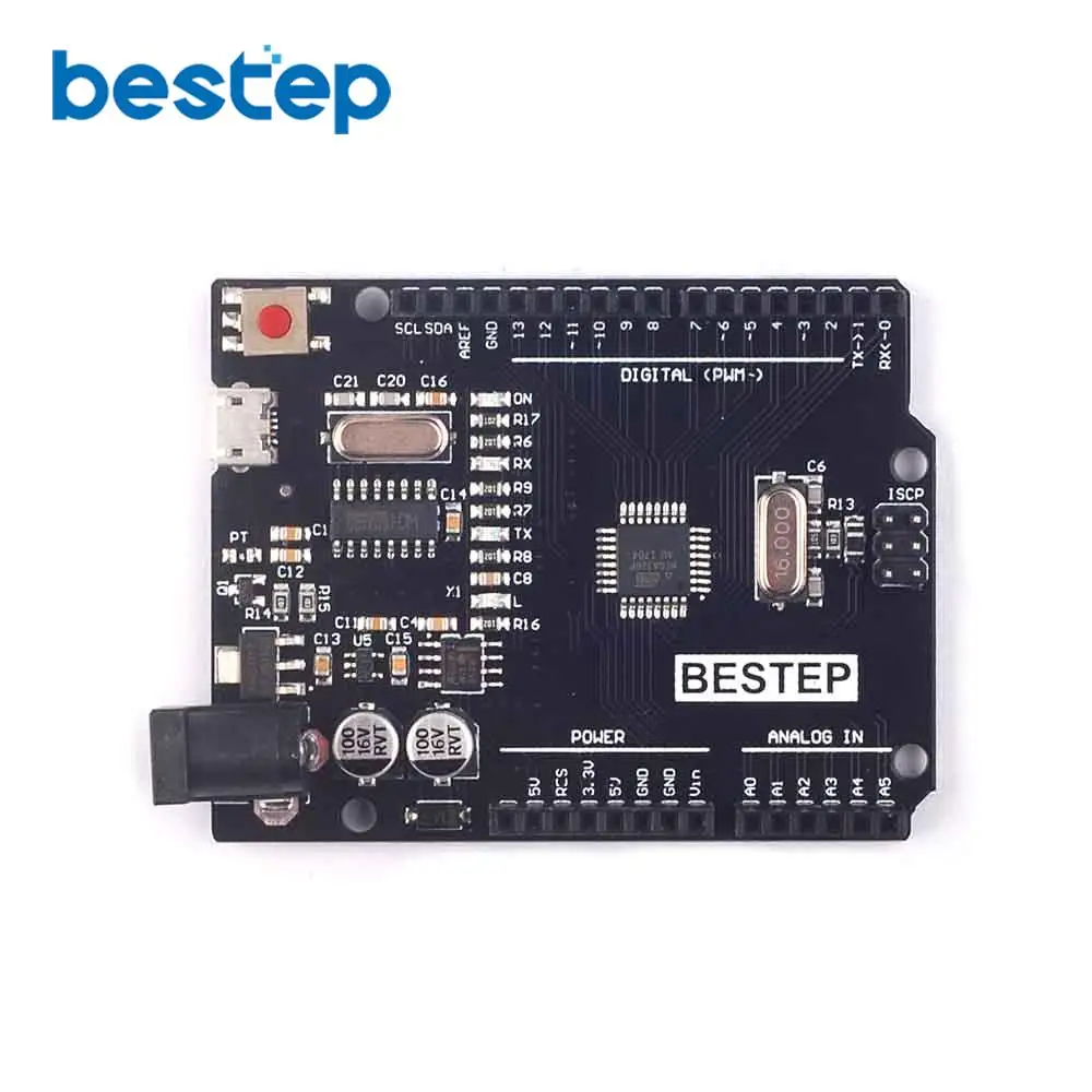 Макетная плата ATmega328P CH340 CH340G для Arduino черная без USB-кабеля | Электронные компоненты