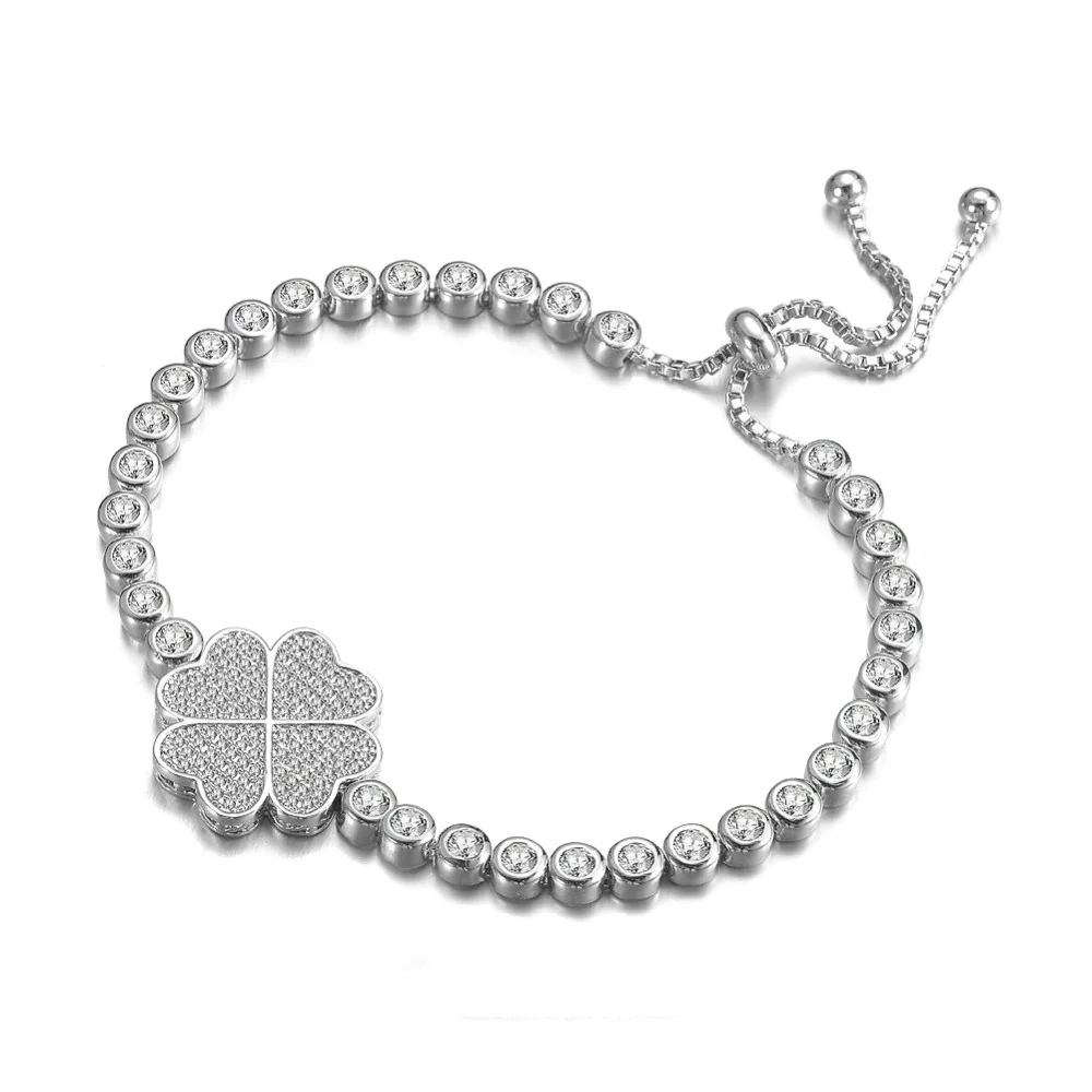 Женский браслет с четырехлистным клевером 6 шт./партия регулируемый свадебный