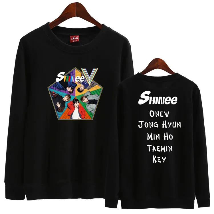 Толстовка с капюшоном kpop shinee демисезонная принтом пятерых всех участников
