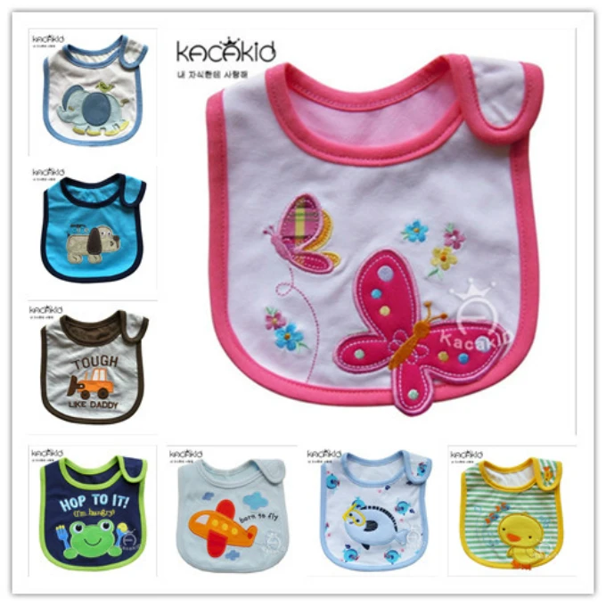 2 pieces / new boys girls children all kinds of cute cartoon three-layer waterproof three-dimensional embroidery towel bib drool | Детская