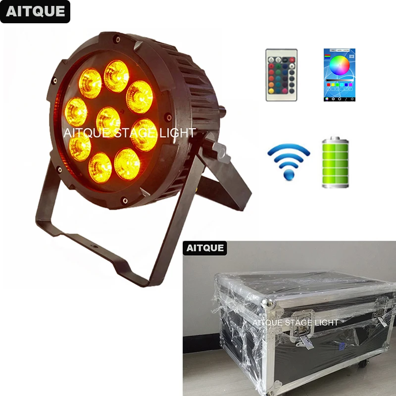 للبيع 8 قطعة/حالة المعماري ضوء Akku Led الاسمية 9x12w Rgbwa الأشعة فوق البنفسجية للماء Led البطارية الاسمية الذكي Led ضوء رحلة شحن حالة