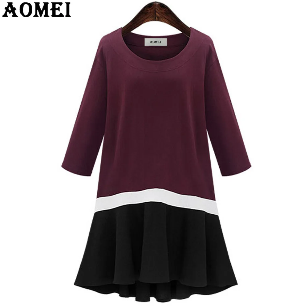 2020 женское Повседневное платье с длинным рукавом лоскутное Плиссированное