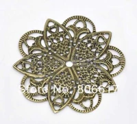 best quality 50 pcs bronze tone filigree flower wraps connector embellishments jewelry findings 46mmw03472 x 1