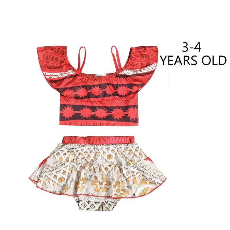 3 to 4T Size MUABABY купальное платье для маленьких девочек с изображением Моаны Детская летняя пляжная одежда для купания детский купальный костюм из 2 предметов купальное платье для девочек бикини - Цвет: 3 to 4T Size