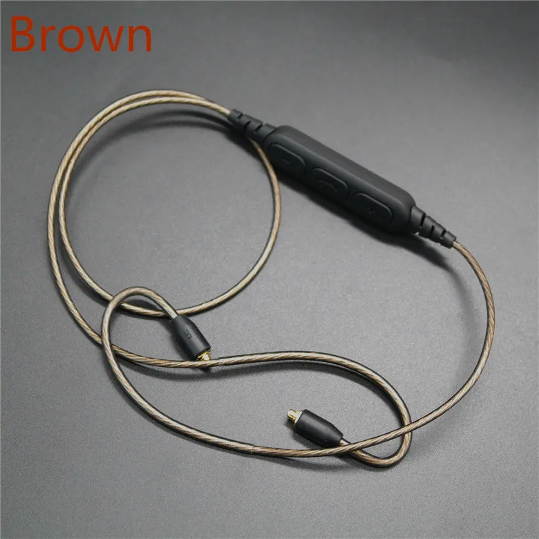 DIY наушники MMCX Bluetooth кабель для Shure SE215 SE535 SE846 наушники гарнитура 6N один кристалл медное покрытие серебряный провод - Цвет: Brown