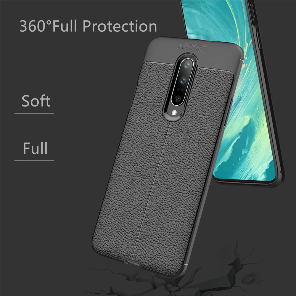 For Oneplus 7 Silicone Shockproof Case Cover Luxury Leather Litchi Pattern Soft TPU for |