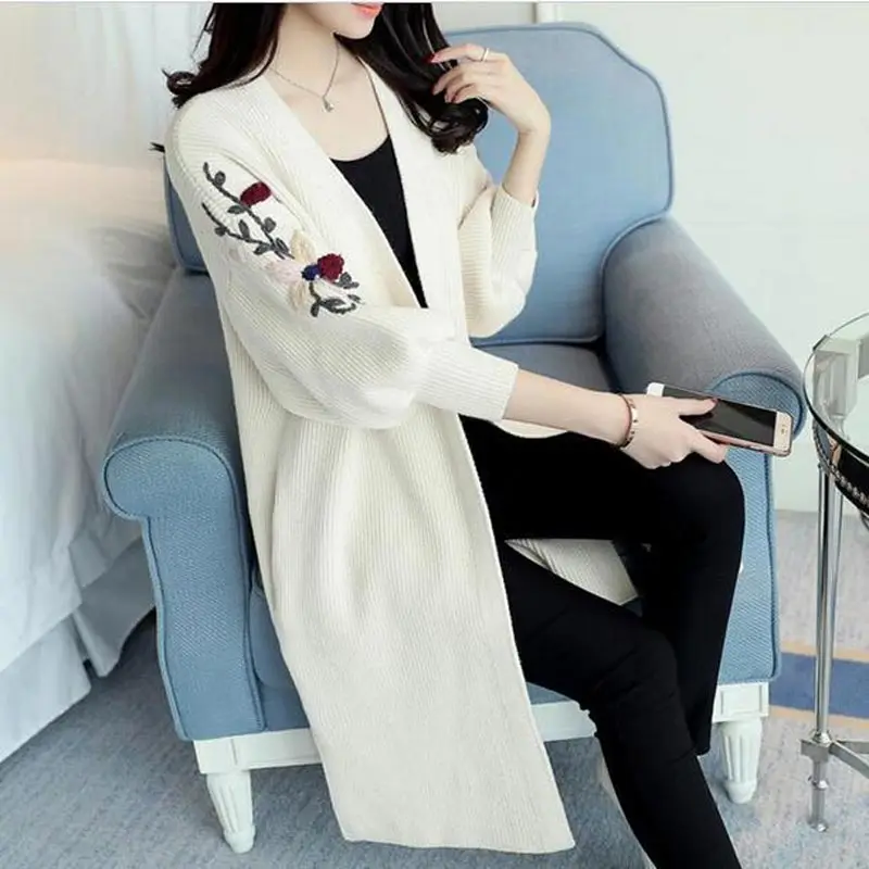 Женские кардиганы повседневный теплый Длинный дизайнерский Женский трикотажный