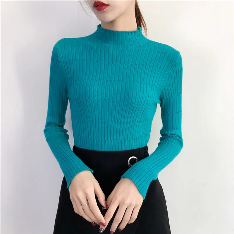Autumn and Winter Slim Knitted Pullovers Sweater Women Fashion 2018 Long Sleeve Solid Bottoming 0991 40 | Женская одежда