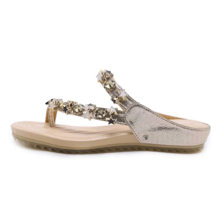 2018 Новый Стиль Мода Лето Богемия Для женщин тапочки щепотку Аппликации Кристалл