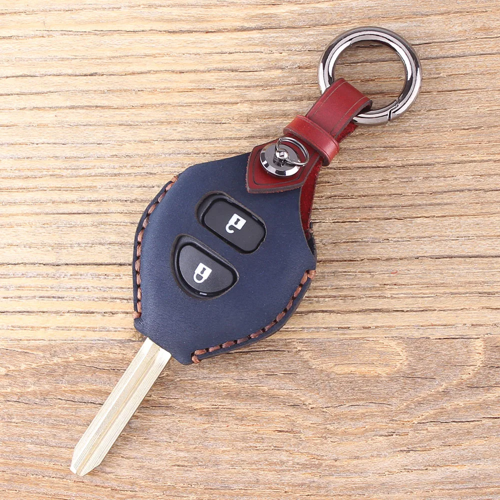 KEYYOU 2 кнопки дистанционного Fob кожаный чехол для ключей автомобиля TOYOTA Rav4 Corolla Hilux