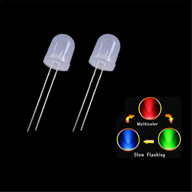 

10mm RGB Fast Flashing Red Green Blue 3 Colors Changing Multicolor Flicker Frosted Round Light-Emitting Diode 100pcs/lot