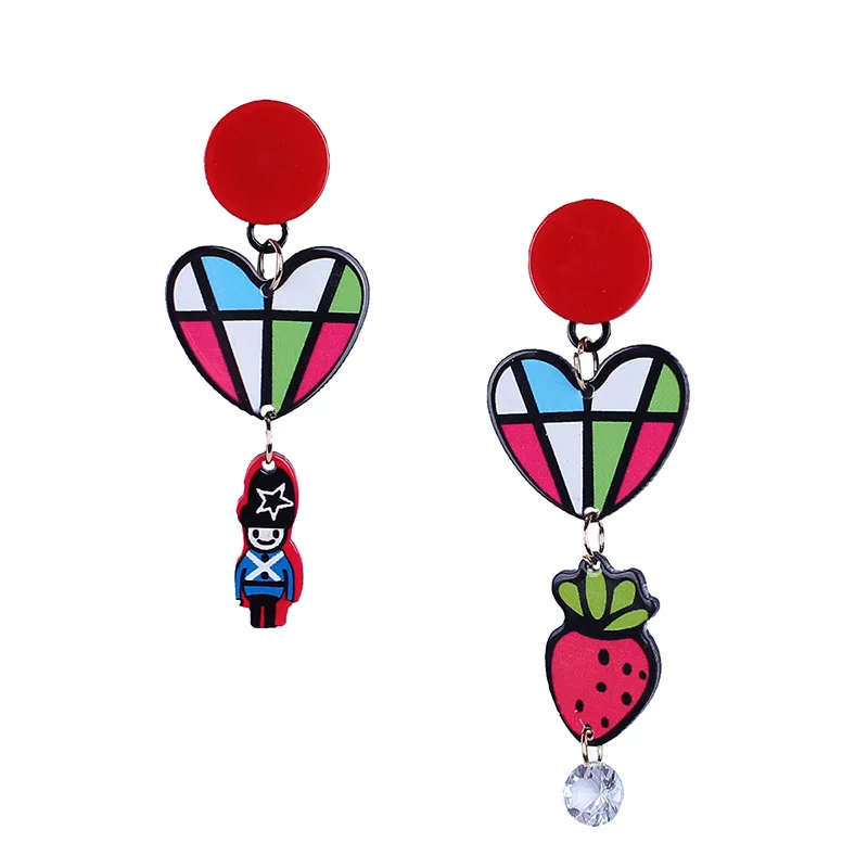 Korean Fashion Creative Earrings Plastic Resin Cute Love Burger Plane Cube Multiple Style Drop Simple Wild Jewelry | Украшения и