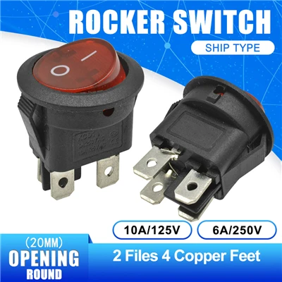 NO-OFF 4pin 2 шт./лот 20 мм мини круглый Кулисный Переключатель Пластиковый Кнопочный Переключатель 6A 250VAC 10A 125VAC вкл.-ВЫКЛ.-ВКЛ.-ВКЛ. 2Pin 3Pin - Цвет: NO-OFF 4pin