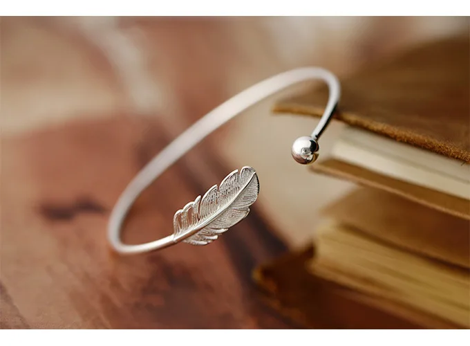Браслет из серебра S925 пробы с перьями|sterling silver bracelet|925 sterling braceletsilver bracelet |