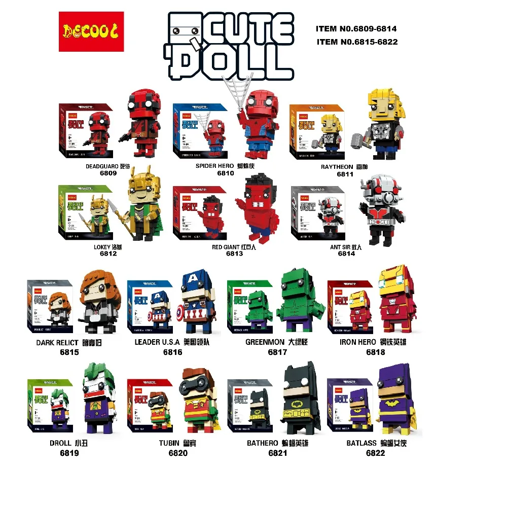 Совместимость с legoed Decool marvel brickheadz Супергерои Мстители бетмен И Дедпул игрушки